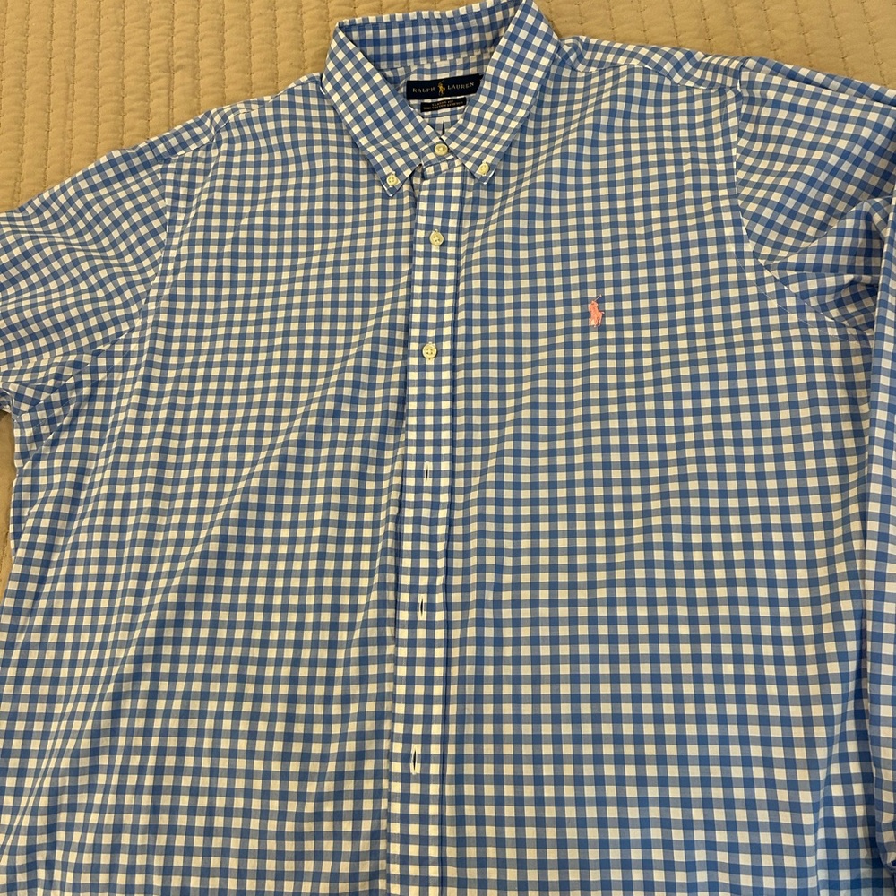 Ralph Lauren Blue and White Gingham Men's Shirt